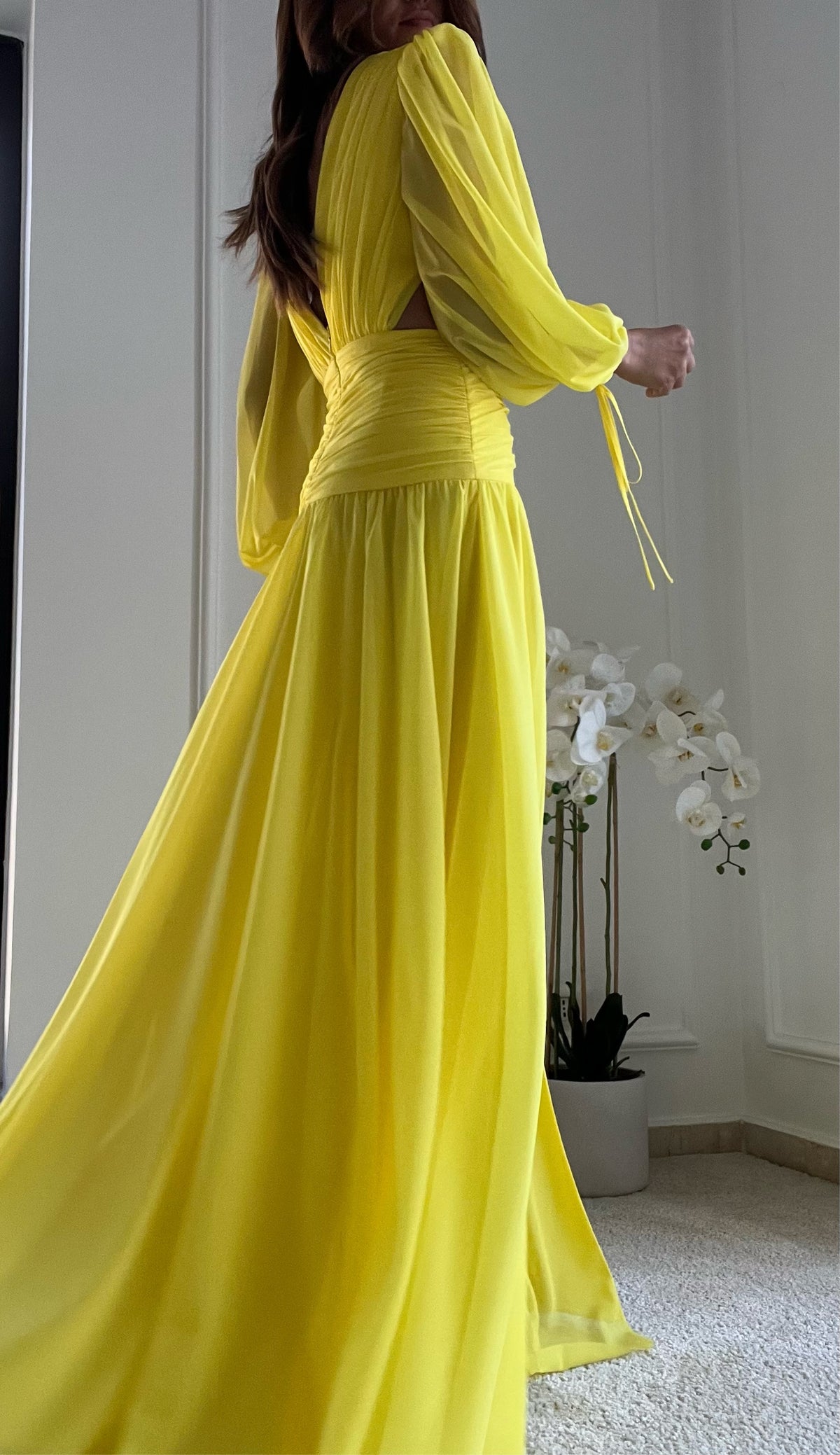 Long Sleeve Chiffon Dress | Eleganza Boutique Online Store