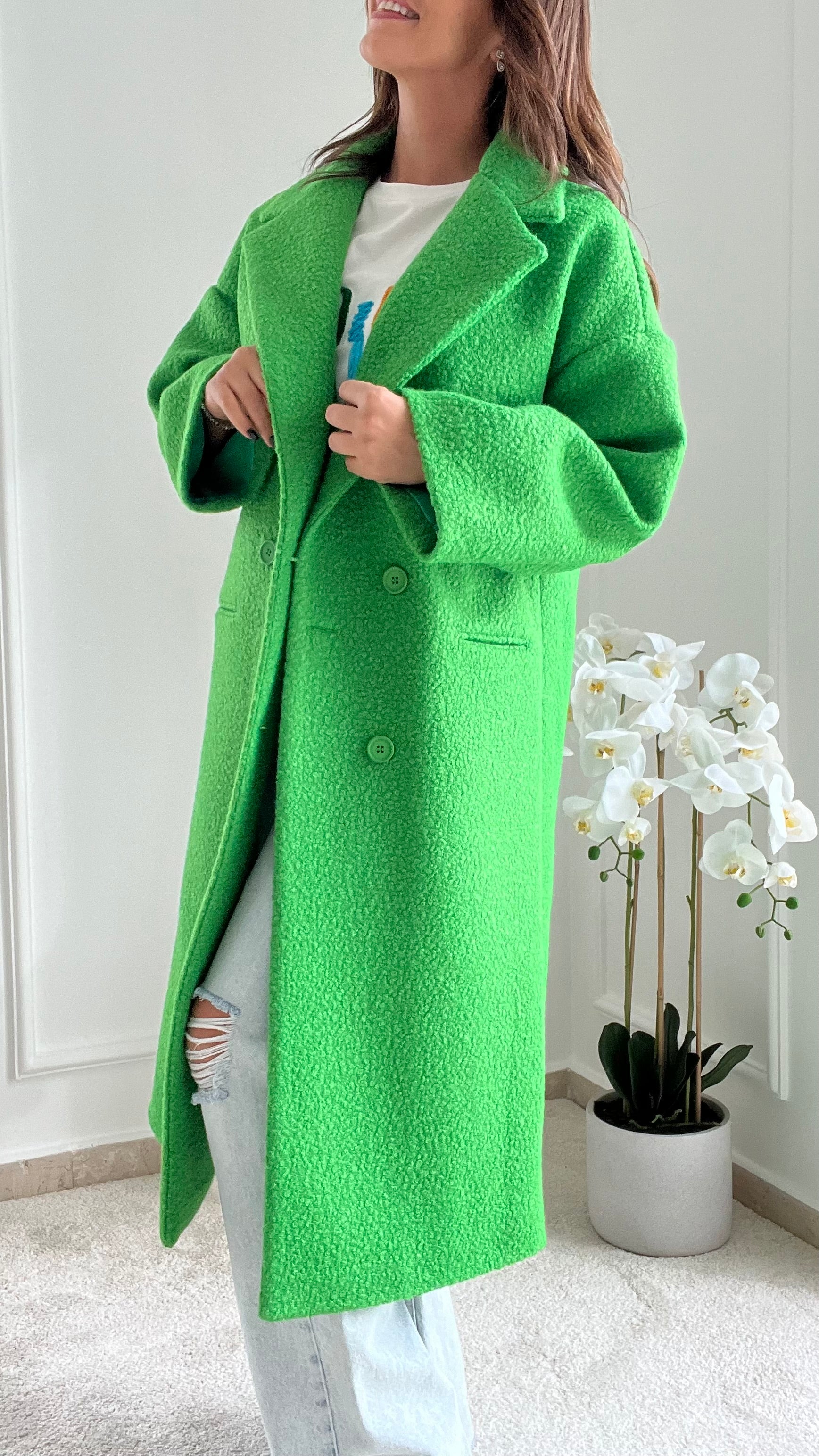 Green Oversized Teddy Coat
